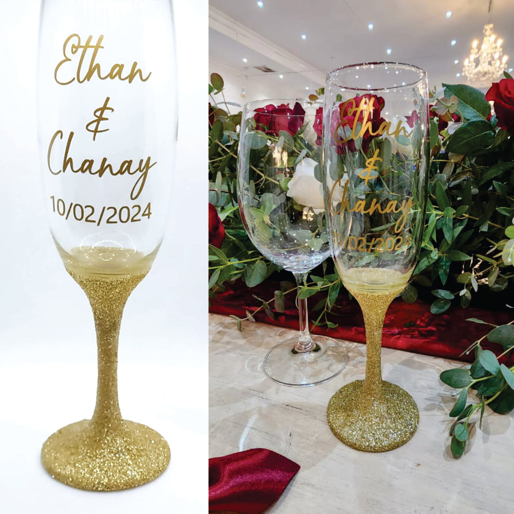 Champagne Glass Vinyl and Glitter Stem