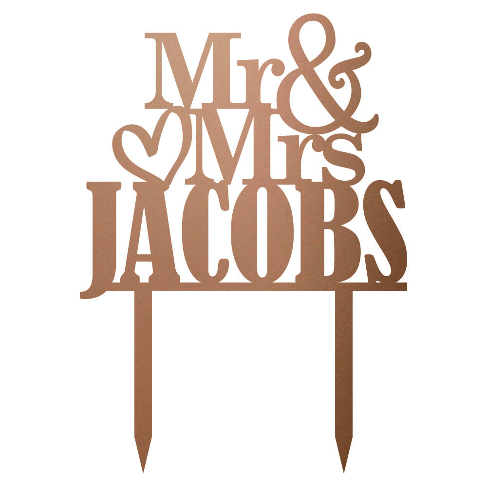Cake Topper - Mr & Mrs (Own Surname) Serif Font