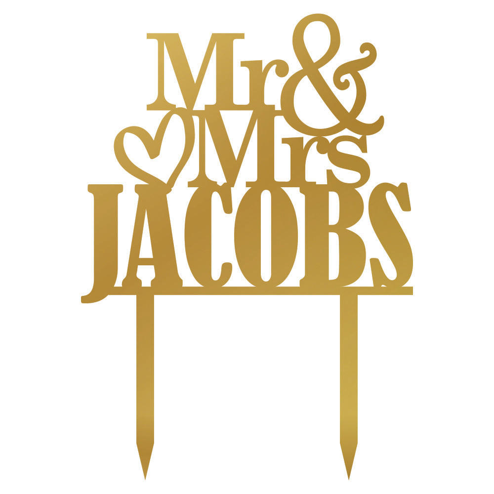 Cake Topper - Mr & Mrs (Own Surname) Serif Font