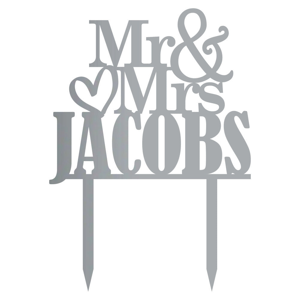 Cake Topper - Mr & Mrs (Own Surname) Serif Font