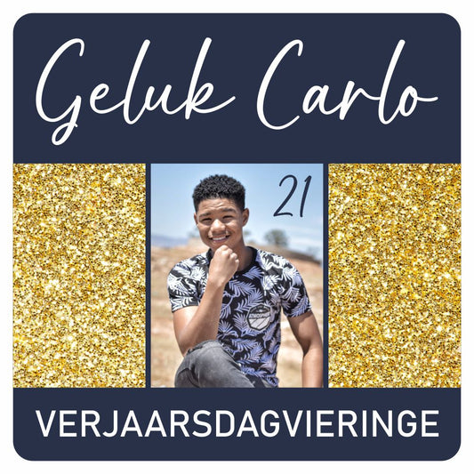 Bottle Stickers x20 - Navy and Gold Birthday