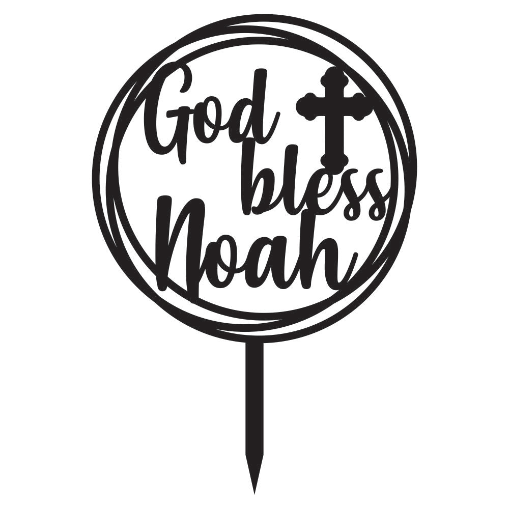 Cake Topper - God Bless Round