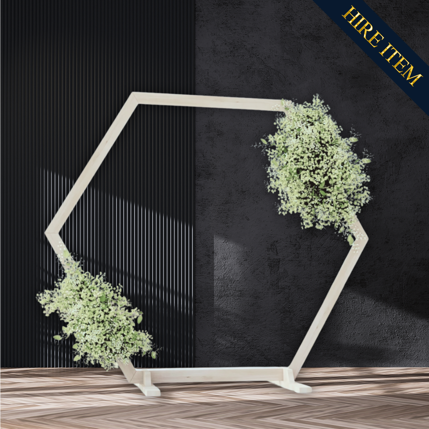 White wooden hexagonal frame