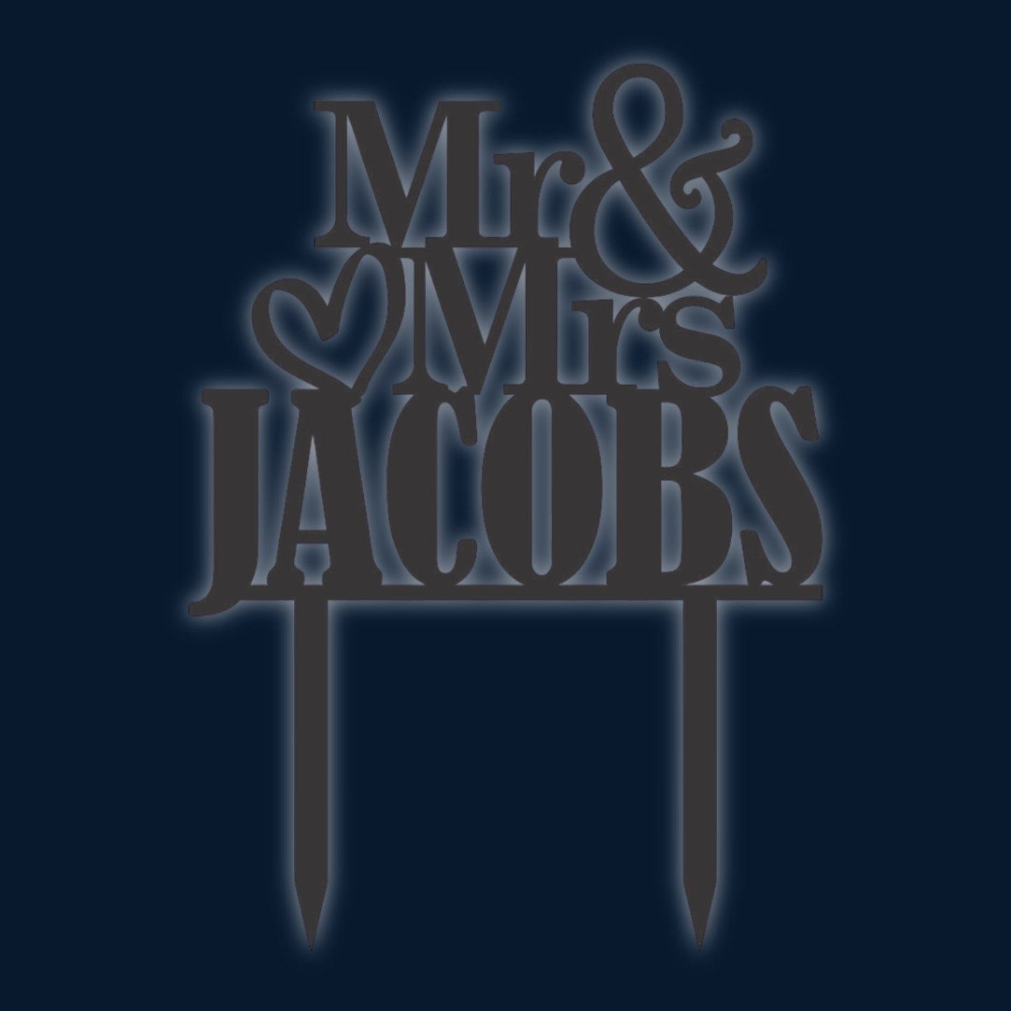 Cake Topper - Mr & Mrs (Own Surname) Serif Font