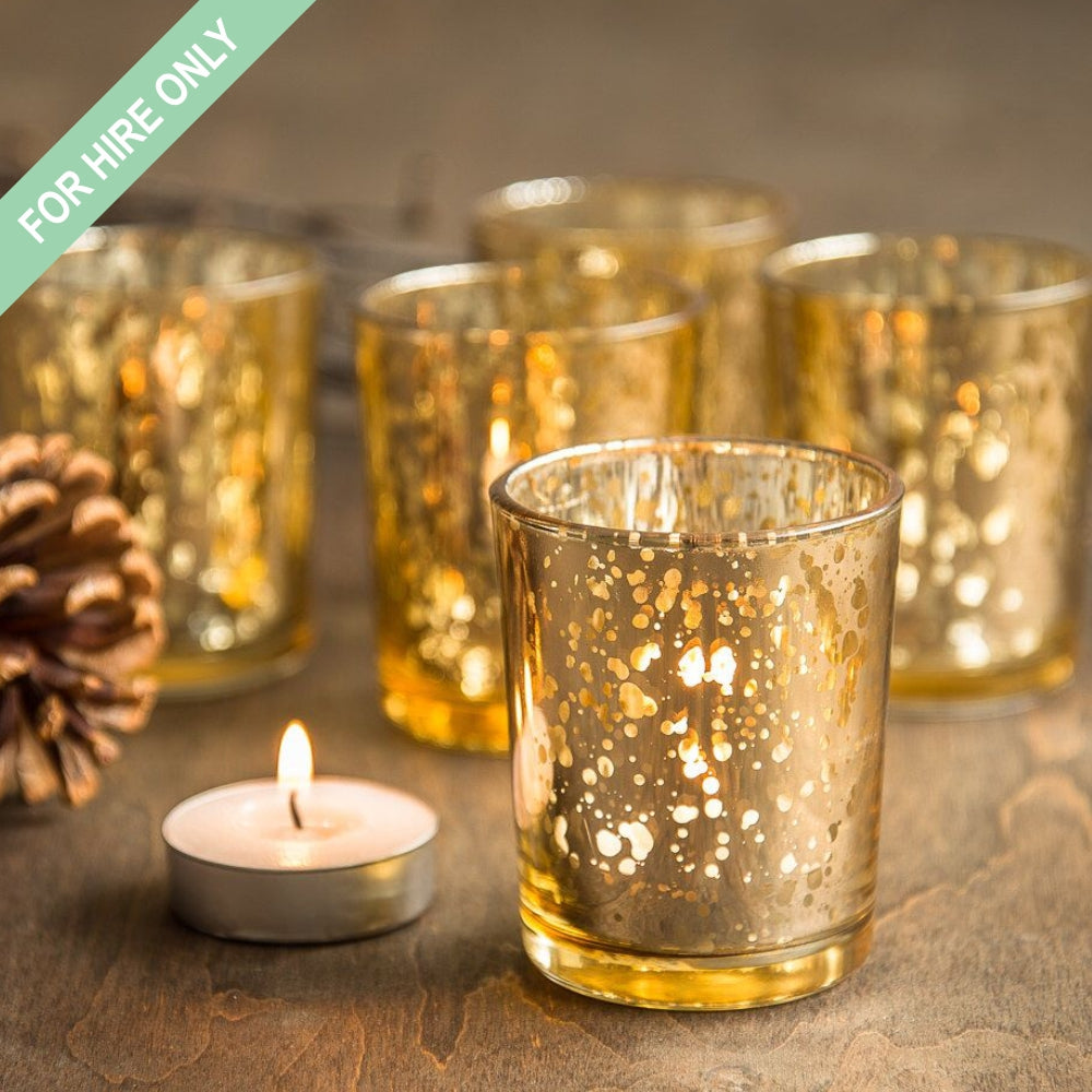 Candle Holder (Gold Glass Small) - HIRE