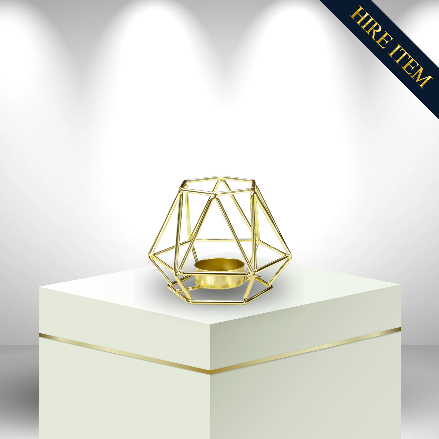 Candle Holder (Dark Gold Gold Geometric Triangular Small) - HIRE