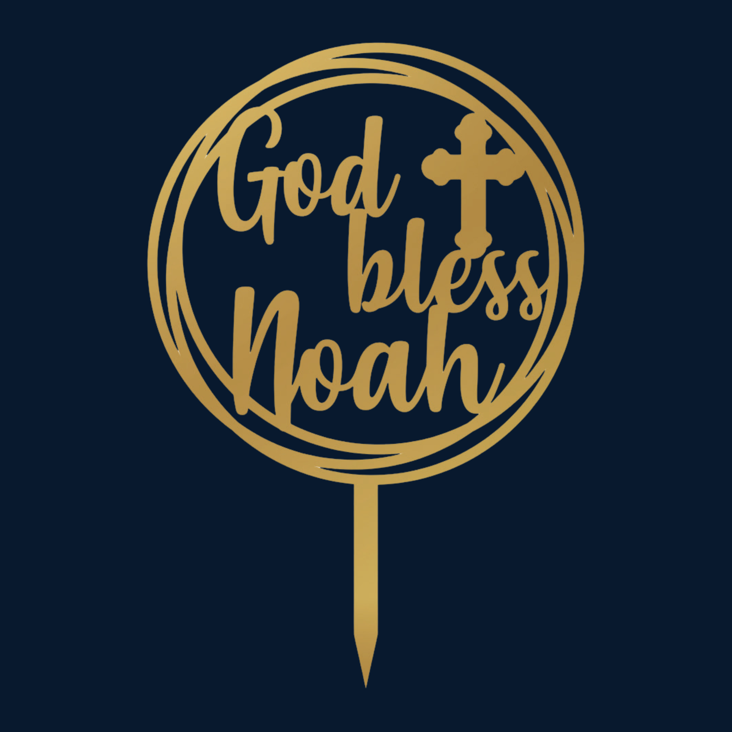 Cake Topper - God Bless Round
