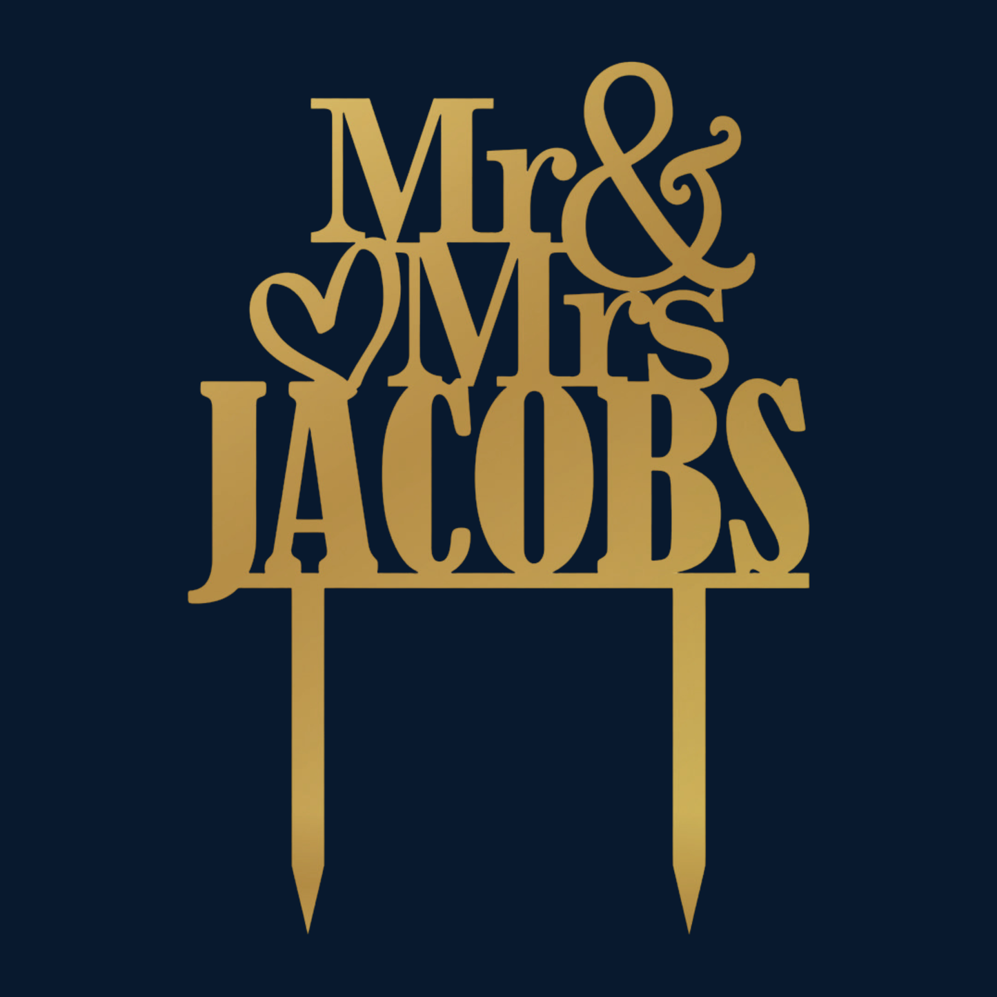 Cake Topper - Mr & Mrs (Own Surname) Serif Font
