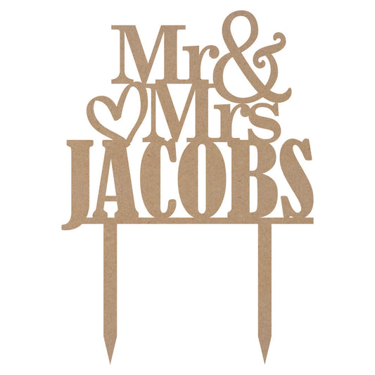 Cake Topper - Mr & Mrs (Own Surname) Serif Font