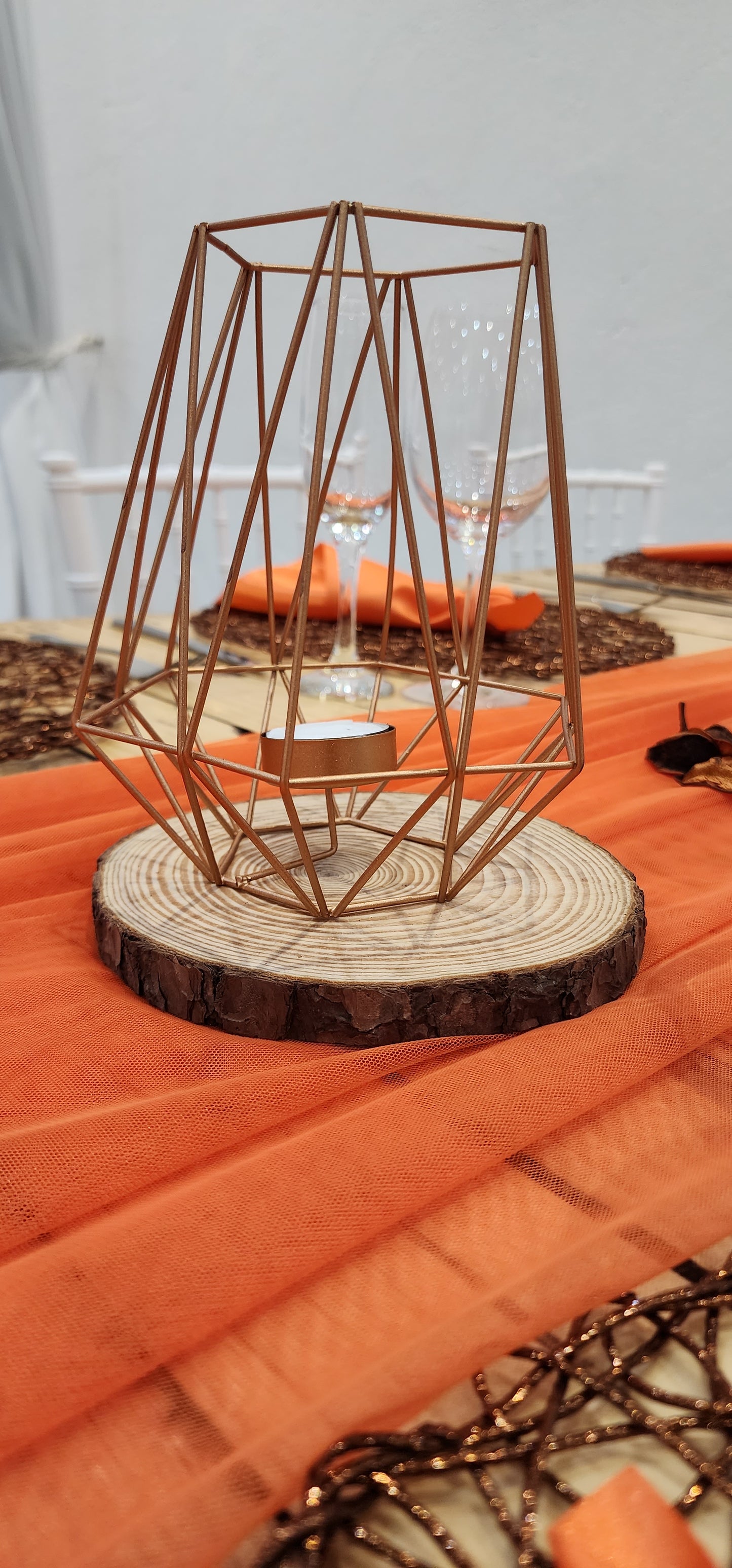 Candle Holder (Rose Gold Geometric) - HIRE