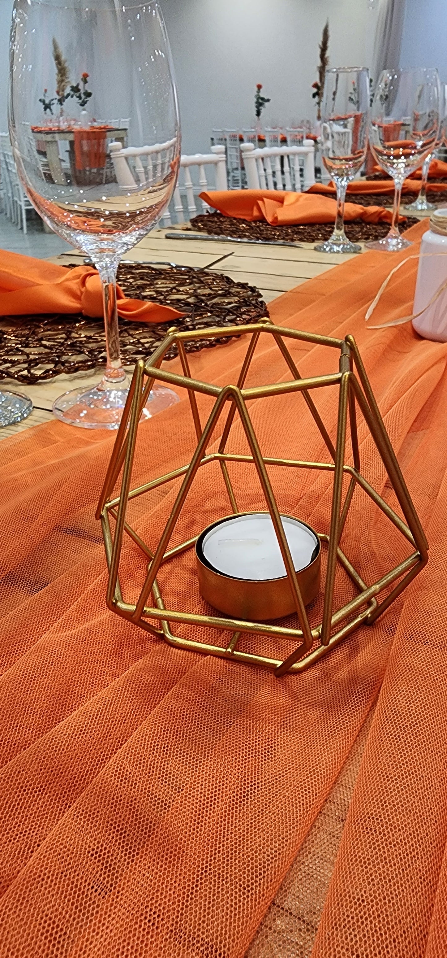 Candle Holder (Dark Gold Gold Geometric Triangular Small) - HIRE