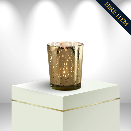 Candle Holder (Gold Glass Small) - HIRE
