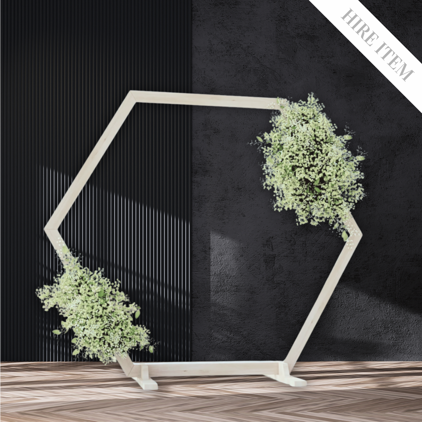 White wooden hexagonal frame