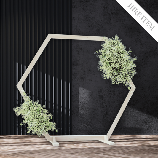 White wooden hexagonal frame