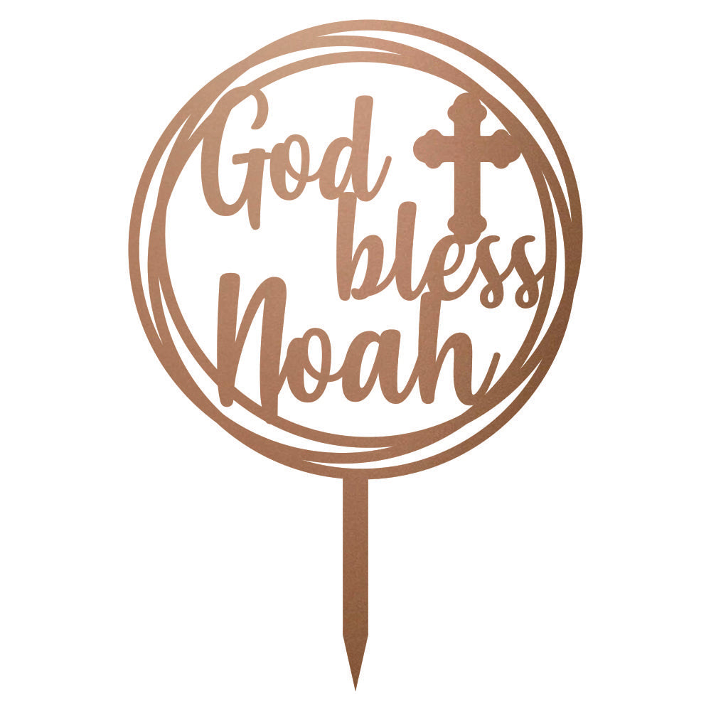 Cake Topper - God Bless Round
