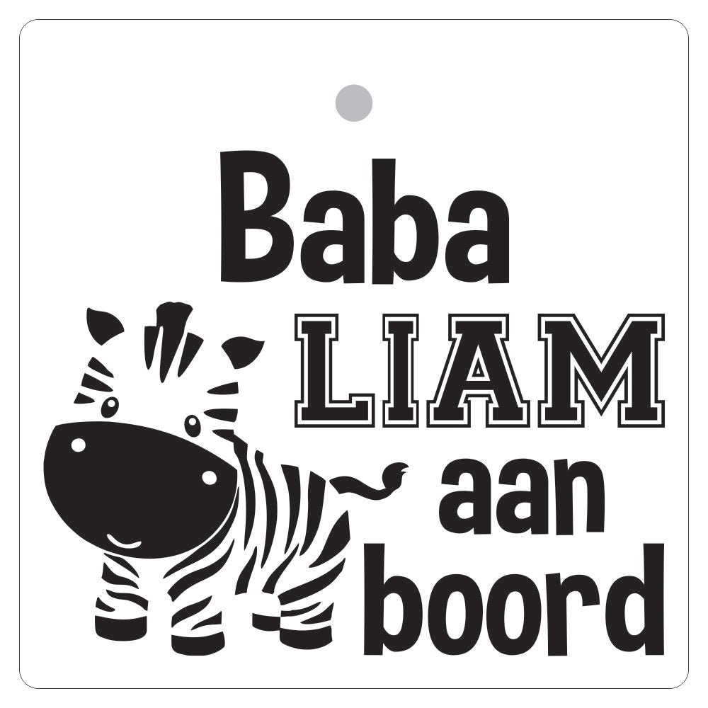 Baby On Board Sign Plastic (Zebra Theme)