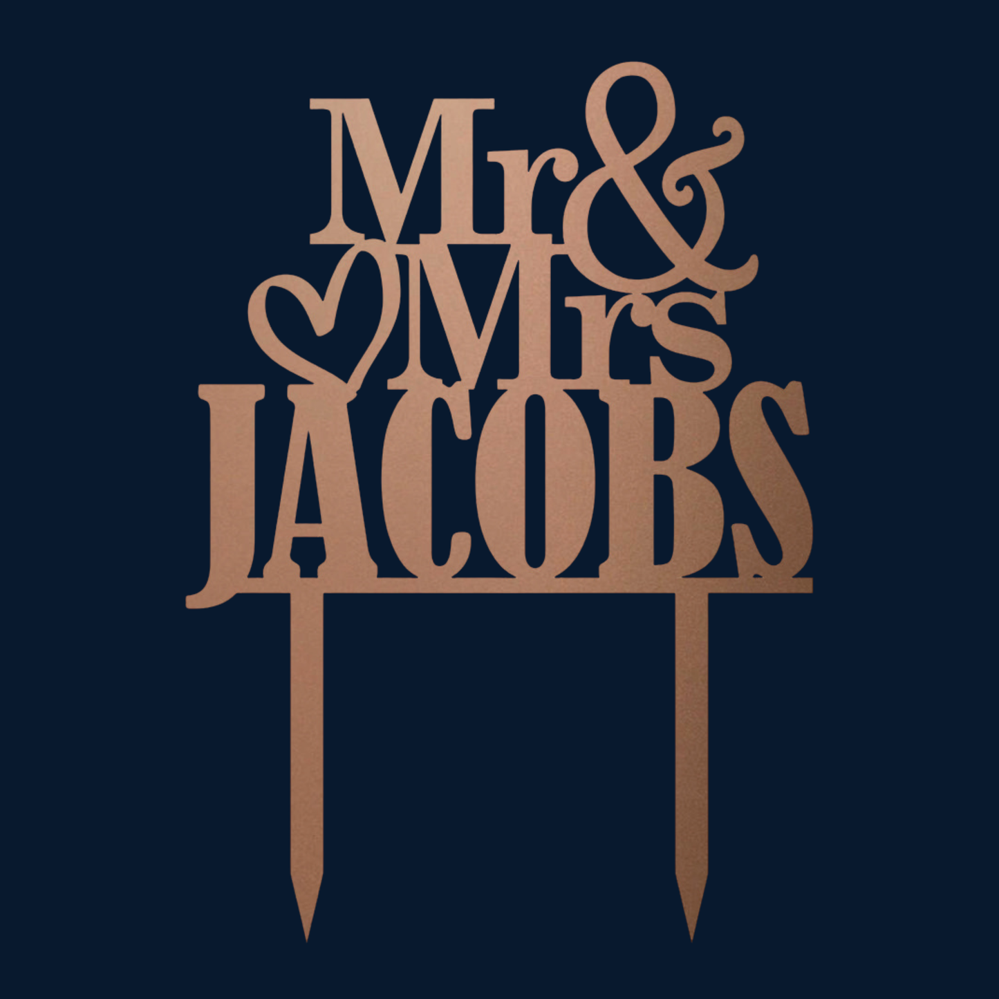 Cake Topper - Mr & Mrs (Own Surname) Serif Font