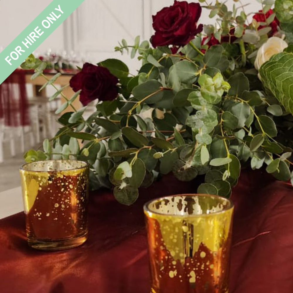 Candle Holder (Gold Glass Small) - HIRE