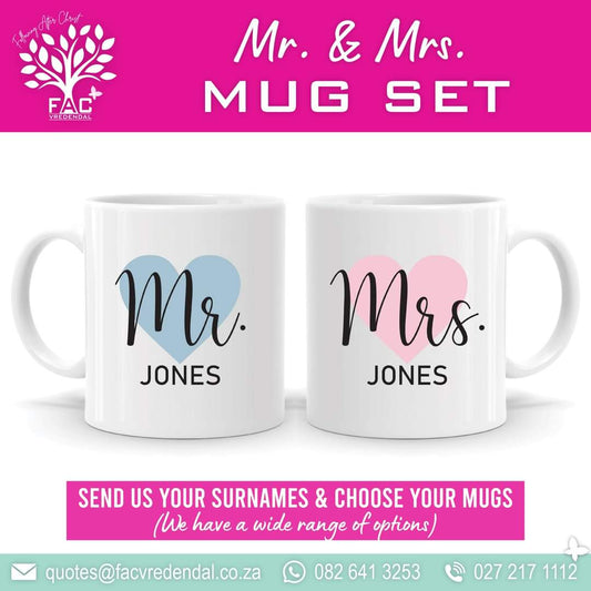 Surname mugs.  Mr and Mrs