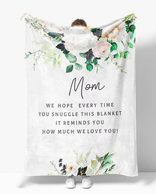 Mom floral blanket white