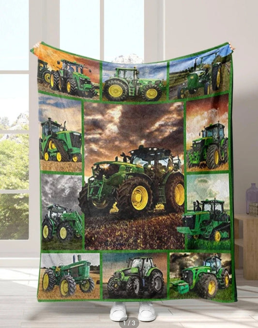 Tractor farmer fleecy Blanket