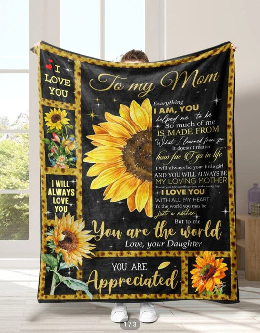 Sunflower message fleecy Blanket