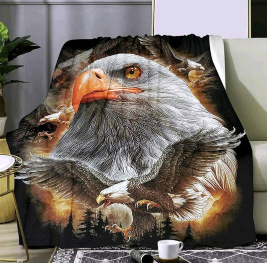 Eagle face fleecy Blanket