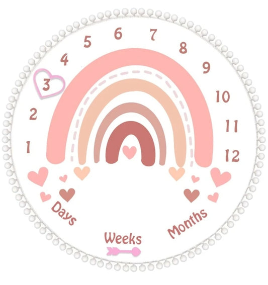 Round Baby milestone blanket Rainbows